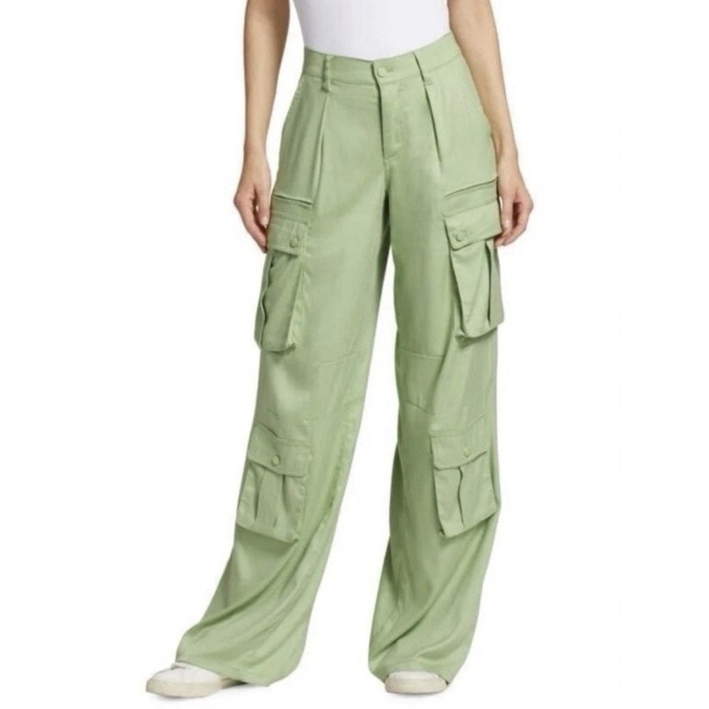Alice + Olivia Joette Wide Leg Cargo Pants in Pistachio Women 2 Designer $498